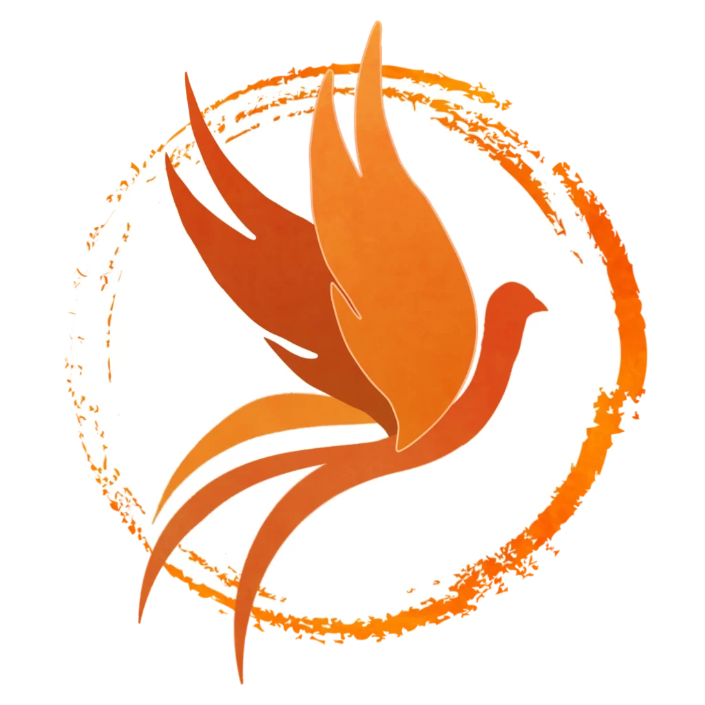 Logo de Shiyoco, phoenix dans les tons orangés qui prend son envol